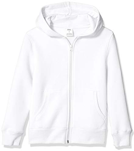 Amazon Essentials Sudadera de Forro Polar con Capucha y Cremallera Niño, Blanco, 6-7 años