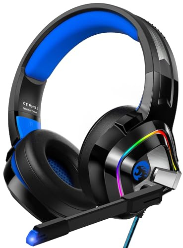 ZIUMIER Gaming Headset for PC, PS4, PS5, Xbox One, Xbox Series S/X, Switch, Noise Canceling Microphone, Stereo Surround Sound, 3.5mm Wired Gaming Headphones