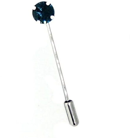 Spilla per Cravatta Blu Rotonda da Uomo con Cristallo da Sposo Matrimonio Spillone Camicie Ascot Plastron Made in Italy