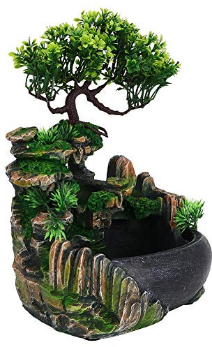 Fontaine à Eau Decorative, Mini Fontaine d'Intérieur avec Eclairage Cascade de Bureau avec Pierre Décoration de Table Ornement Intérieur Idéal Méditation et Détent