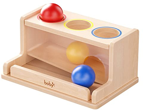 Dailyfunn Montessori Toys Object Permanence Box, Ball Tracker Drop Push Toy for Boy Girl Baby Toddler Kid Preschooler 1-3 Years Old