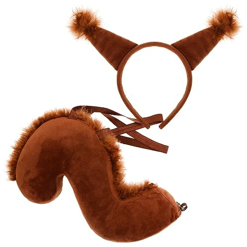 XEPST Conjunto de Disfraces de Ardilla Animal, Diadema de Ardilla, Cola de Ardilla para Disfraz de Animal, Cosplay, Accesorios de Fiesta de Cumpleaños, Disfraces de Halloween, Suministros de Fiesta