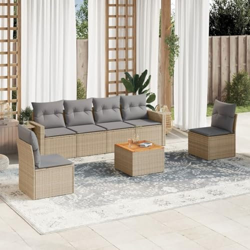 SECOLI Conjunto de muebles de jardín de ratán con espacio de almacenamiento, XXL, muebles de terraza, sofá de salón, grupo de asientos de ratán, muebles de esquina, juego de muebles de balcón, color