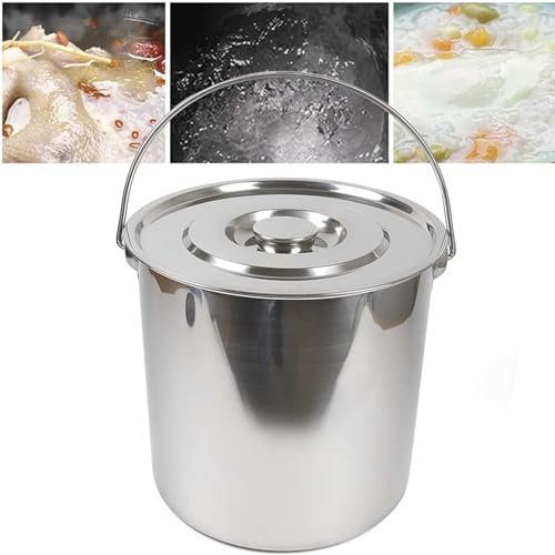 MAYFABD Stainless Steel Stockpot with Lid Thickened Stainless Steel Stock Pot with Thickened Bottom Soup Pot Cooking Pot Handle Stainless Steel Cooker Kitchen Bucket,20L