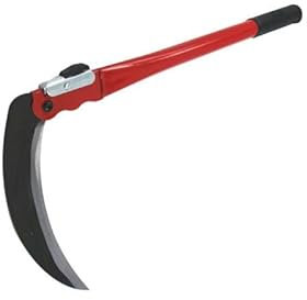 Klappbare Hand Sichel 20 cm – Scharfes Blatt für Gras und Unkraut – Gartensichel mit Sicherheitsverriegelung – Manuelles Gartengerät – Ergonomischer Griff – Kompakt Klappsichel – 40 cm Grifflänge