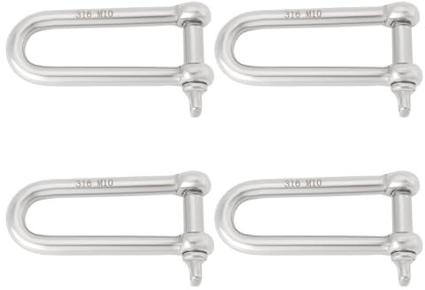 The Lord of the Tools 4 Piezas Grilletes en D de 10 Mm de Acero Inoxidable 316 de Forma Larga con Perno de Ojo para Deportes Acuáticos Jardinería Paisajismo Y Actividades Al Aire Libre