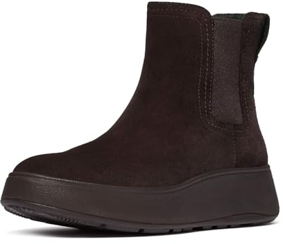 Fitflop Stivali Chelsea da donna in camoscio caldo con cuciture F-Mode, Marrone cioccolato, 37.5 EU