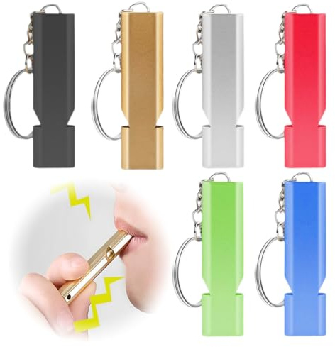ZORTVUL 6 Pièces Sifflet, Sifflet De Survie, Double Tubes Métal Sifflet Sifflet Avec Porte-Clés, Sifflet Arbitre, Sifflet D'Urgence Pour Sauvetage, Voyage, Sports, Dressage D'Animaux