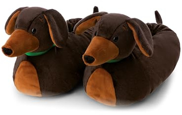 NICI- Zapatillas de Estar por casa Perro Salchicha, 36-39 (M), marrón, cálidas, de Pelo, para niños y Personas Adultas, con diseño de Animal y Suela Antideslizante, 62360, Color