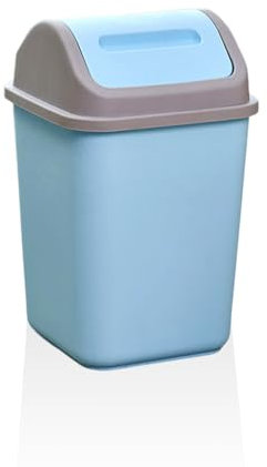 Zymoplas Poubelle à couvercle basculant en plastique, poubelle de bureau à domicile, grande capacité, conteneur de papier à ordures au sol, poubelle avec couvercle, Bleu