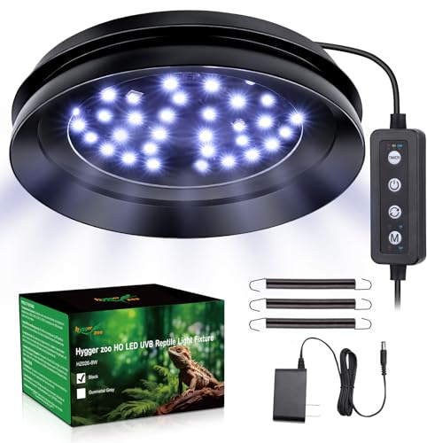 UVB Light for Reptiles with Dimming, LED UVB Light Bulb Fixture for Bearded Dragon Gecko Lizard Turtle Snake, Adjustable Brightness UVA UVB Lamp for Tropical & Desert Reptile Tank Accessories 8W Black
