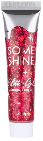 Body Glitter Gel, Festival Glitzer Ansikte 18 g, Sequin Chunky Glitter Flytande Gel, Sjöjungfru Pärlor Glittrande för Ansikte Hår Läppar Naglar Smink Kosmetik Festival (Rosaröd)