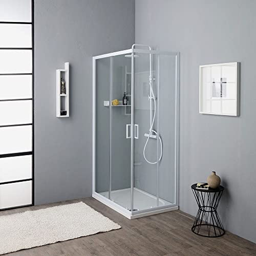 Kiamami Valentina Cabina de Ducha 70x100 4 mm Cristal Transparente Deslizante Doble Cara | Venere