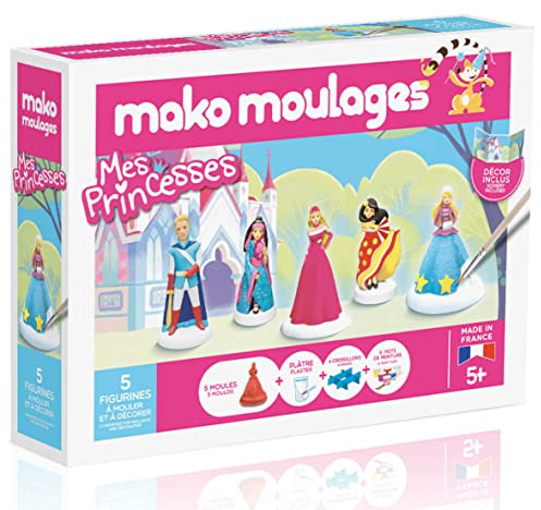 Mako Moulages - Mes Princesses - kit de Loisirs créatif - Plâtre et Peinture - Coffret de 5 Figurines à mouler - Fabriqué en France - A partir de 5 Ans - 39066