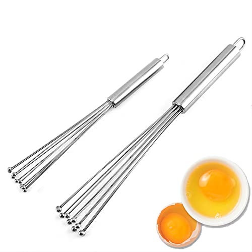 2 Stück 304 Edelstahl Kugelbesen Schneebesen-Set zum Mischen, Kochen, Schneebesen, Rühren, Schlagen