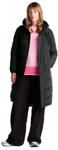 TOG24 Raleigh Womens Quilted Puffer Extra Long Coat for Winter with Fixed Hood, Two Way Zip and Recycled Thermal Filling