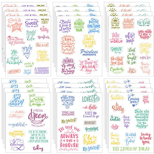 Laumoi 546 Pcs 24 Sheet Scrapbook Stickers Vintage Words Stickers for Journaling Inspirational Nice Words Sentences Waterproof Aesthetic for Family Water Bottles Laptop(Fresh Style)