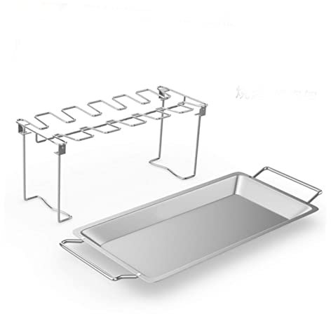 OQHAIR Plaque chauffante en Acier Inoxydable Grilles extérieures Dinde Rôtissoire Grille pour Cuisses de Poulet Grille pour côtelettes et rôtissoire Grille pour Barbecue Squelette classé