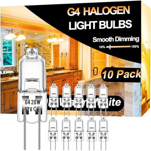 Vannise G4 Halogen Bulb 20W 12V 2800K for Under Cabinet Puck Light