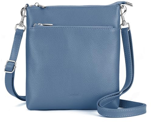 befen Kleine Umhängetasche aus echtem Leder für Damen, Reisetasche, leicht, mit verstellbarem Schultergurt, A01-hellblau