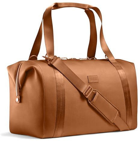 Fit & Fresh Neoprene Weekender Bag for Women – Carry-On Friendly Travel Duffel with Expandable Sides, Trolley Sleeve & Pockets – Lightweight, Water-Resistant Overnight Bag for Weekend Trips, Copper