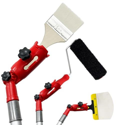 WYXDSDEV Multi-Angle Paint Brush Extender Red, Paint Edger Tool for High Ceilings, Extension Pole Attachment Holder for Paint Brush,Roller, Scraper, Rotating Head, Paint Pole Extension Device