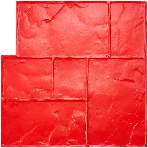 VEVOR Concrete Stamps Mat, 24 x 24 in, Concrete Texturing Skin Polyurethane Stamp Stone Tile Texture Mat, Slate Floor Imprint Seamless Stamp Concrete Molds for Outdoor Decorative, Red