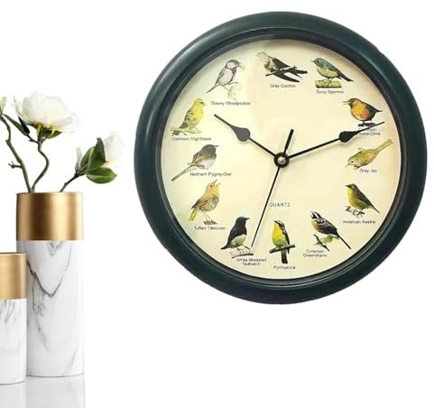 Reloj de Pared artístico, Reloj de Cuco para Arte de Pared,Reloj de Cuco dinámico y silencioso | Decoración de Pared con Tema de pájaros al Aire Libre para Sala de Estar, Dormitorio o Estudio