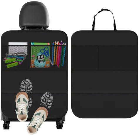 Cozary Protections Dossier de Siège Voiture, 70x50 cm Organisateur Voiture Enfant, Protection Siege Auto Enfants avec 2 Grandes Poches, Tissu Oxford Impermérable Anti-salissures