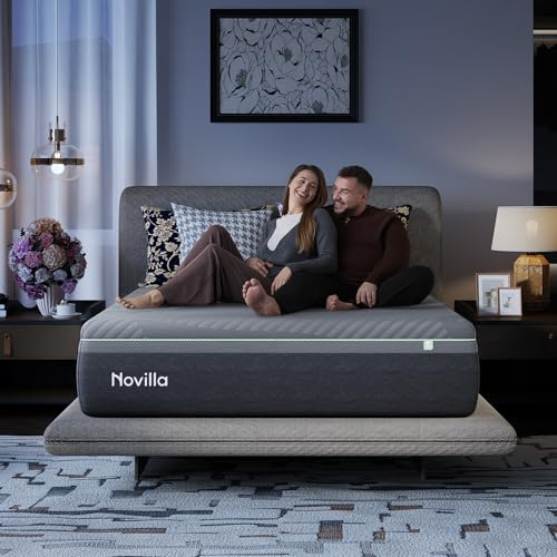 Novilla AiryFlow Queen Mattress 14 Inch, Gel Memory Foam Mattress Queen for Cool Night & Spinal Alignment, Pressure Relief & Motion Isolation, Green Tea-Infused, CertiPUR-US Certified, Medium Firm