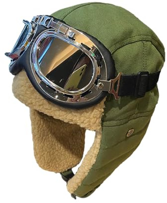 Gorro De Cazador con Gafas, Gorros De Aviador Cálidos De Invierno con Orejeras, Gorra De Piloto Vintage A Prueba De Viento para Hombres, Mujeres, Ciclismo Al Aire Libre, Camping,
