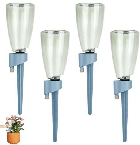 Watering Balls, Pack of 4, 500 ml Water Dispenser for Plants, Self-Watering Drip Irrigation Device with Plastic Base, Automatic Plant Watering, Water Dispenser Plants for Room Garden