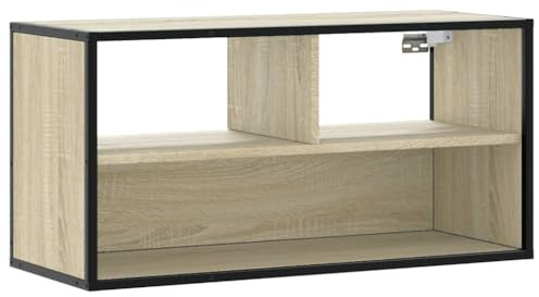 HETFTJN Mobile TV in rovere Sonoma, 80 x 31 x 39,5 cm, sospeso, con struttura in metallo, moderno, montaggio a parete per soggiorno, mobile TV in legno con cassetto e spazio