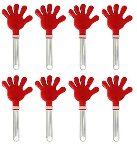 8 Pcs Hand Clappers, Colorful Plastic Noise Makers for Cheering (28cm,Red) | Fake Hand Noise Makers for Sporting Events Basketball Football Game Party Favors, Clapper, Clackers