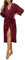 HEARTNICE Morgenmantel Damen 100% Baumwolle, Bademantel leicht Kimono Saunamantel Hausmantel lang (Weinrot, S)