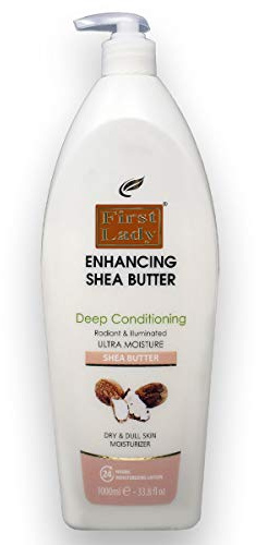 First Lady Shea Butter Moisturising Lotion 1000ml with Pump Dispenser – Deep Hydration Body Lotion for Dry & Sensitive Skin – Nourishing & Smoothing Cream for Soft, Healthy-Looking Skin
