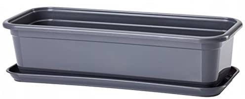 POKM Toolsmarket GmbH Balkonkasten Blumenkasten mit Untersetzer Venus 70 cm Anthrazit