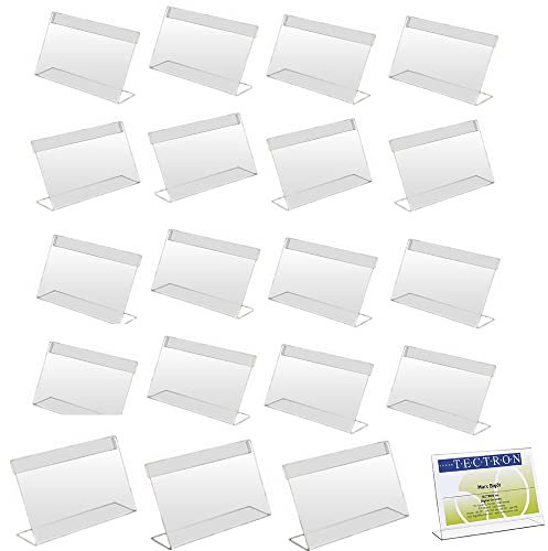 20 Stücke Zeichen Display Halter, Acryl Etikettenhalter, Tischaufsteller Namenskarten Halter, Vertikal Acryl Etikettenhalter, für Visitenkarten Broschüren Shop Büros Hochzeiten, 9x6 cm
