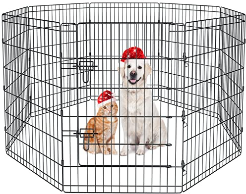 Pet Playpen Dog Pen Foldable Dog Exercise Fence 8 Panels 36 Inch Kennels Pet Playpen Options Ideal for Pet Medium Animals Outdoor Indoor