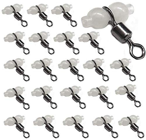 Nihoodering 60 Pcs Luminous 3 Way Crossline Fishing Swivels with Glow Beads Fishing Line Hook Connector for Fishing Sea Fishing Tackle