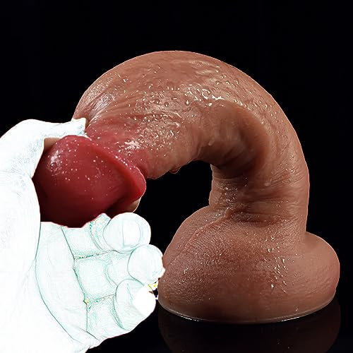 Dildo XXL,Realistischer Flüssiges Silikon Dildo,mit Starke Saugnapf Klassische Dildos Analdildos,100% Hautgefühl, mit Echten Venen und Prallen Hoden,Sexspielzeug für Frauen und Männer(S,22cm*4.5cm)