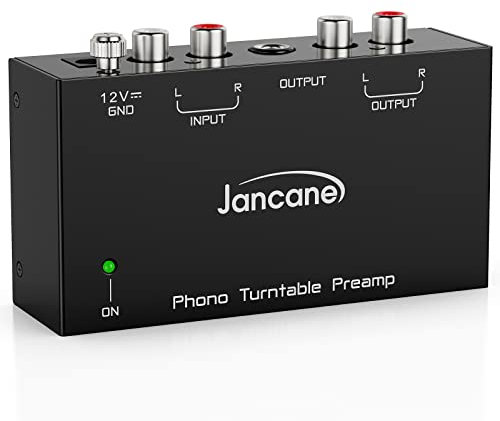 Préampli Phono, Préamplificateur stéréo électronique avec entrée RCA, Sortie RCA/TRS, Ampli pour Platine Vinyle Fonctionnement à Faible Bruit, avec Adaptateur DC 12 V