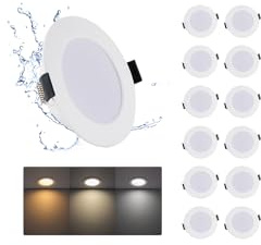 Grebeam 12 * 5W LED Downlight Platt, Badrumsspotlight IP65, Varmvit Neutralvit Kallvit 3000K/4000K/6000K, LED Takspotlight 80mm för Badrum Kök Vardagsrum | Grebeam LED infällda spotlights 230V Varmvit Neutralvit Kallvit 3000K/4000K/6000K LED Takspotlight för Badrum Kök Vardagsrum