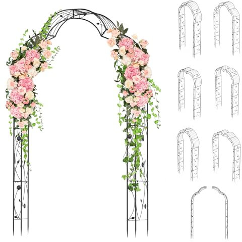 COSTWAY Arco de Jardín de Metal, 2 Medios Arcos, Enrejado de Arco para Plantas Trepadoras, Rosas, Enredaderas, Pérgola de Enrejado con 7 Maneras de Combinaciones, 150 x 39 x 250 cm