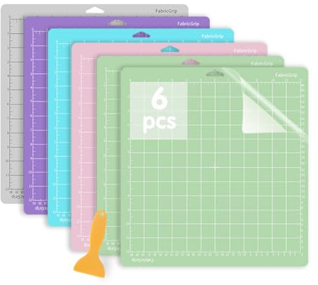 Jerilla Tapete de Corte para Cricut 6 piezas 12''x 12'' VarityGrip Alfombrillas de Corte Antideslizantes Set de Adhesivos para Cricu Maker/Explore One/Air/Air 2 con Rascador
