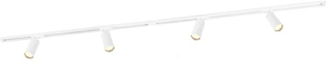 Ledvion - Sistema di Binario, 2m, Binario Monofase, 3W, Bianco, 2700K, 4x spot GU10 orientabili, Plafoniera led soffitto, lampadario cucina, faretti led, plafoniera moderna