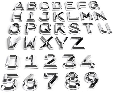 NewL Custom Uppercase Plastic Letters for Car and Mailbox House Decals Emblem Name Badge Kit (Silver)