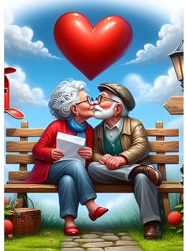 DPHERO DIY Valentinstag Diamant Painting Bilder für Erwachsene Anfänger,5D Ehepaar Diamond Painting Set,DIY Liebende Runde Steine Diamant Kunst Kits, Diamant Painting für Zuhause Dekor 30x40cm