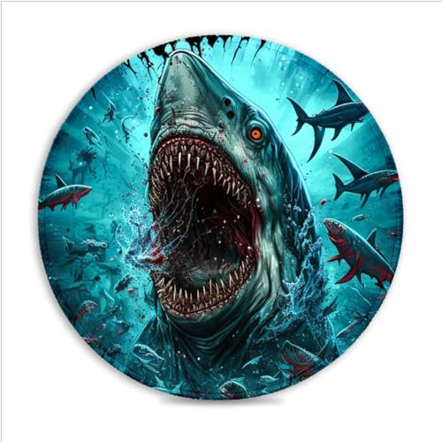 LJSPTU Gaming Mouse Mat Shark Colorful Portable 25x25cm SU Fabric Mouse Pad Anti-Slip Rubber Base 360° Smooth Tracking for Esports, Compact for Travel Gaming Setup