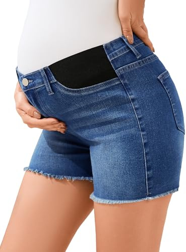 PACBREEZE Women's Maternity Shorts Over Belly Quick Dry Workout Athletic Running Shorts with Zipper Pockets